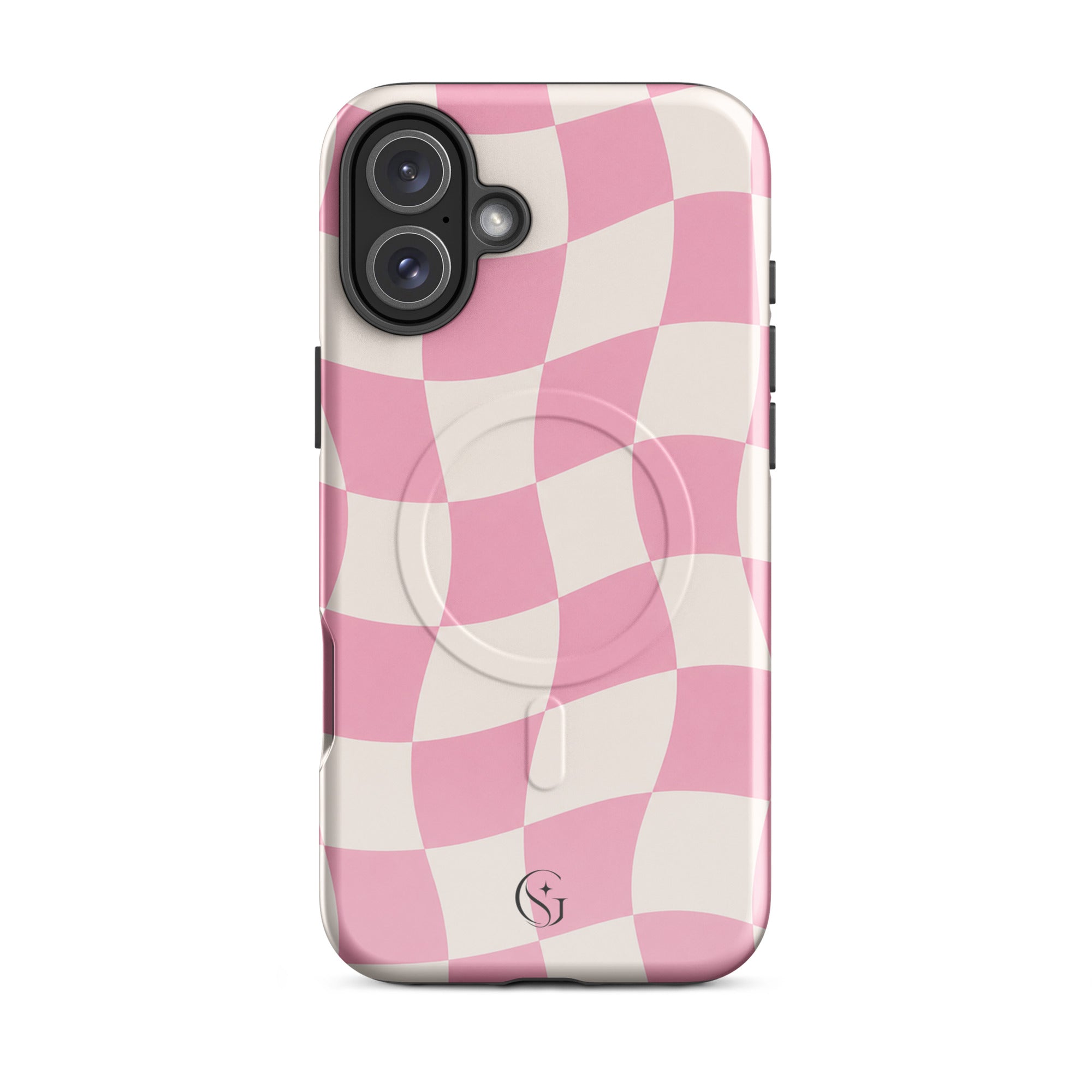 Groovy Pink Checkers case for apple iphone 16 plus