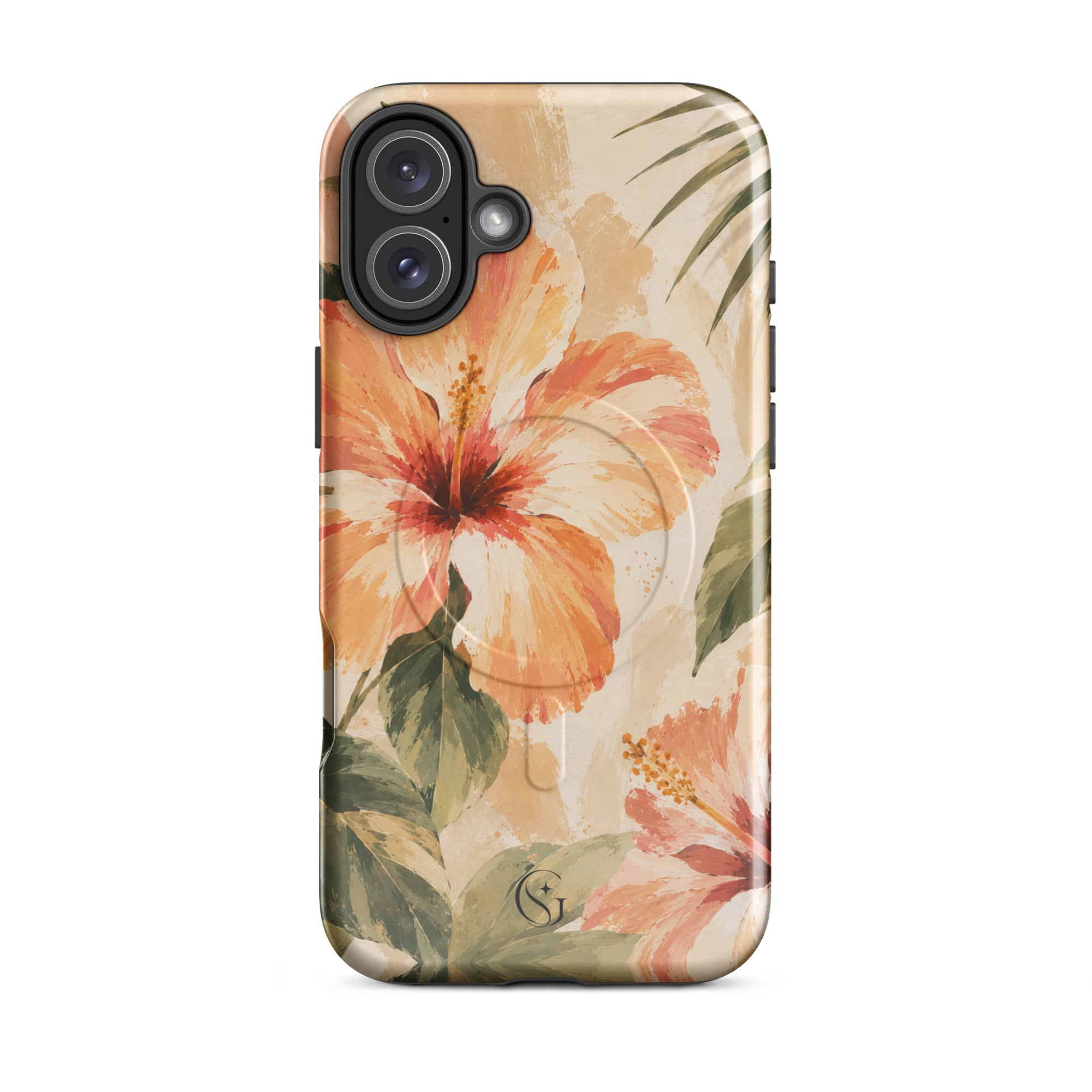 Coral Hibiscus phone case for Apple iphone 16 plus
