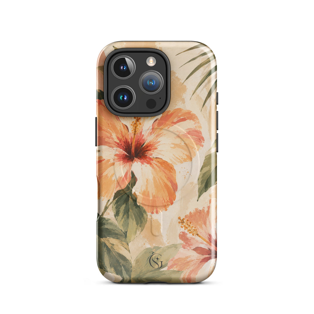 Coral Hibiscus phone case for Apple iphone 16 pro