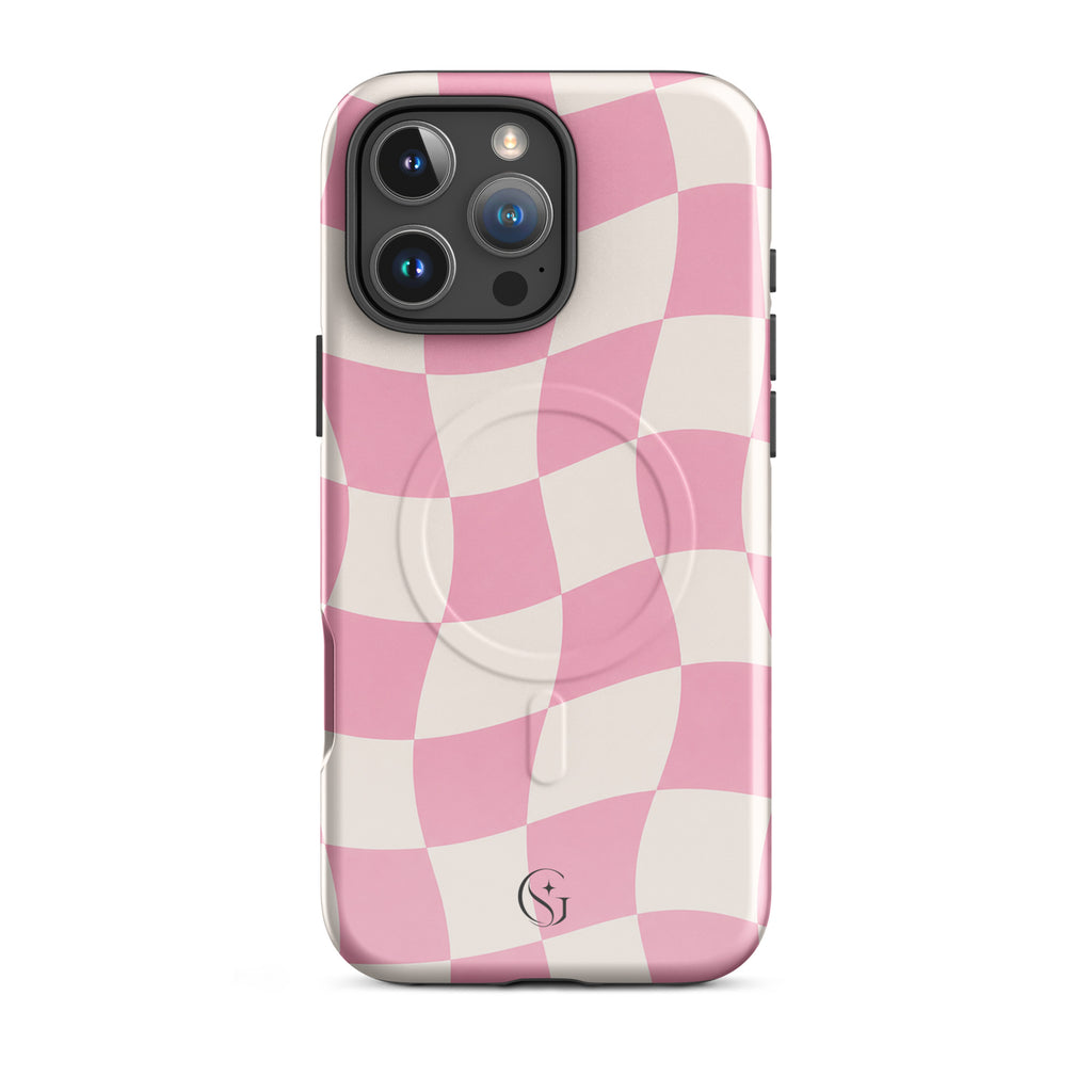 Groovy Pink Checkers case for apple iphone 16 pro max