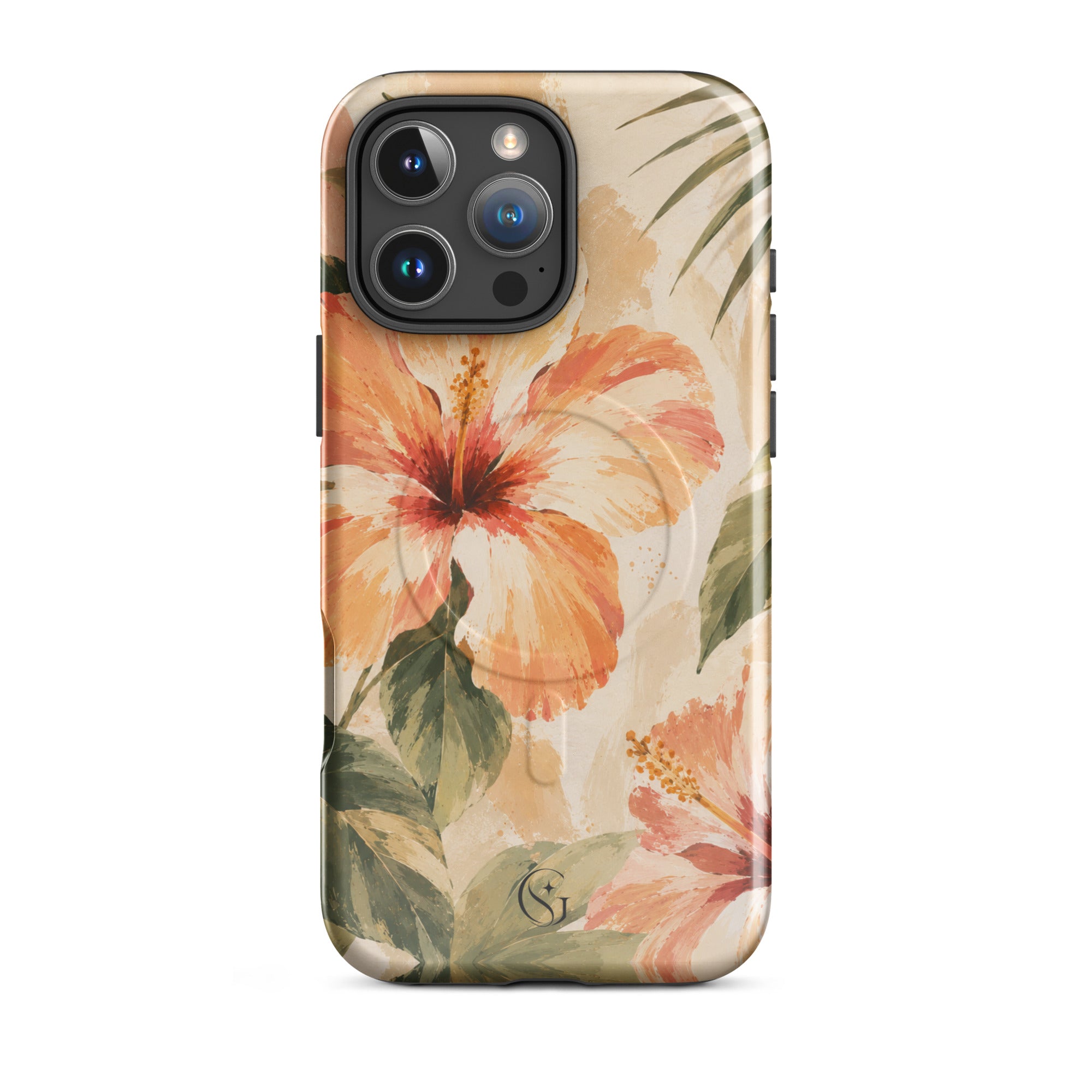 Coral Hibiscus phone case for Apple iphone 16 pro max