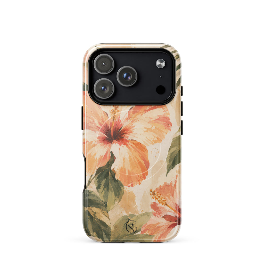 Coral Hibiscus phone case for Apple iphone 17 pro