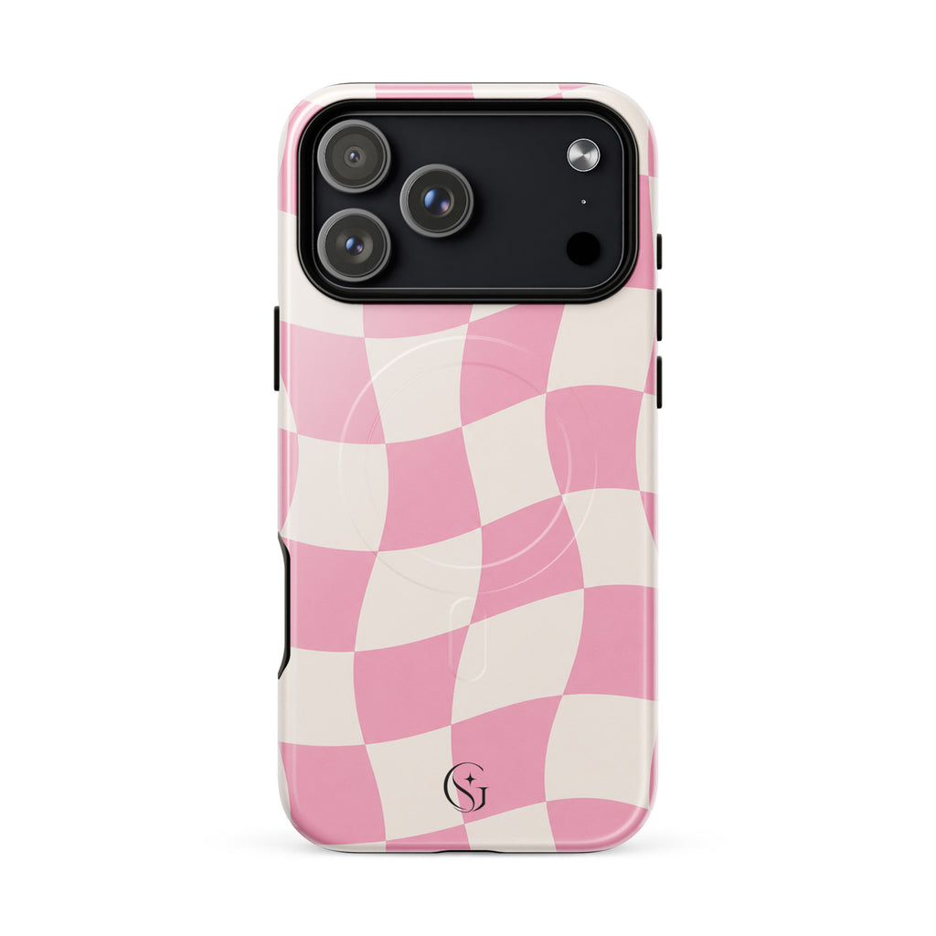 Groovy Pink Checkers case for apple iphone 17 pro max