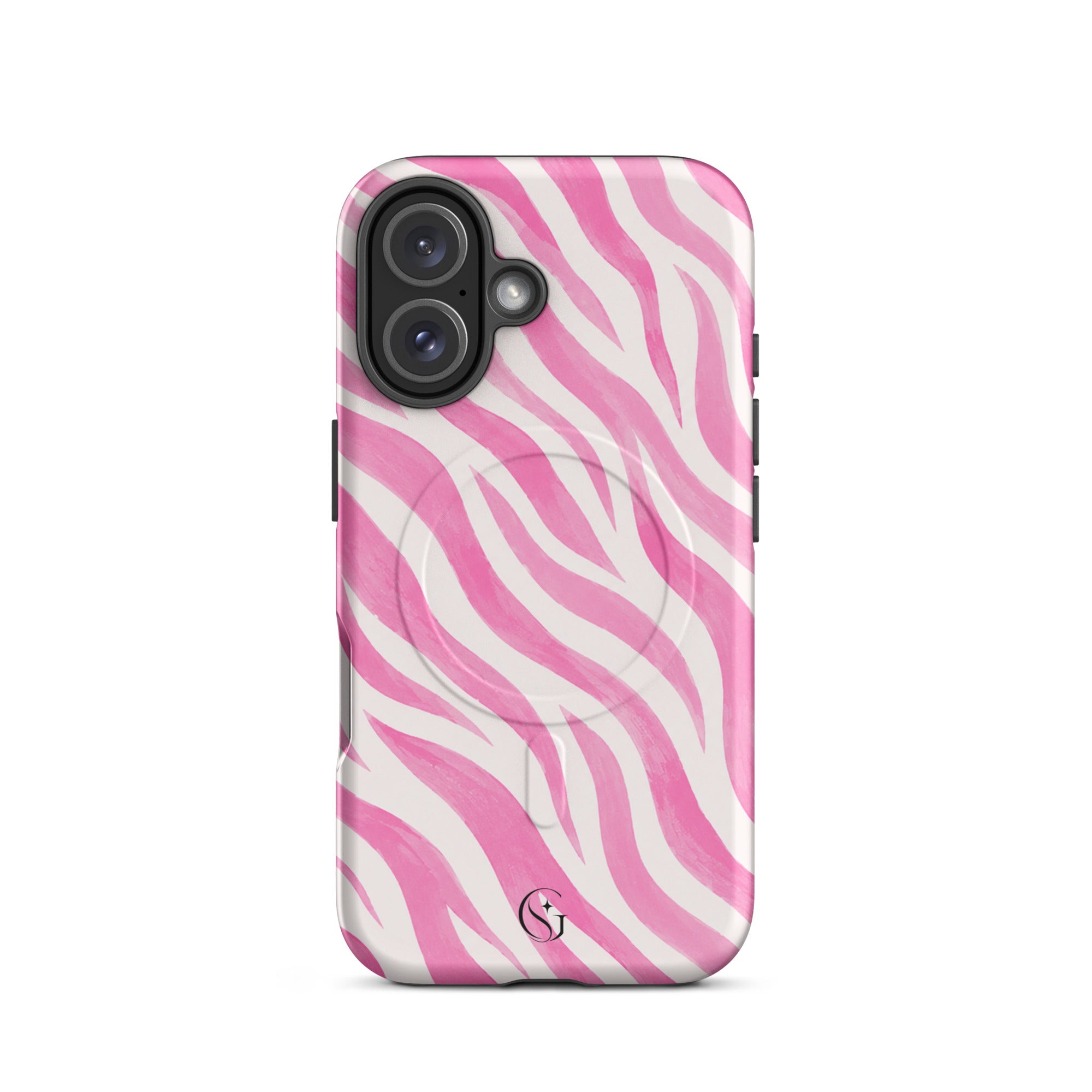 Pink Zebra Magsafe phone case for iPhone 16
