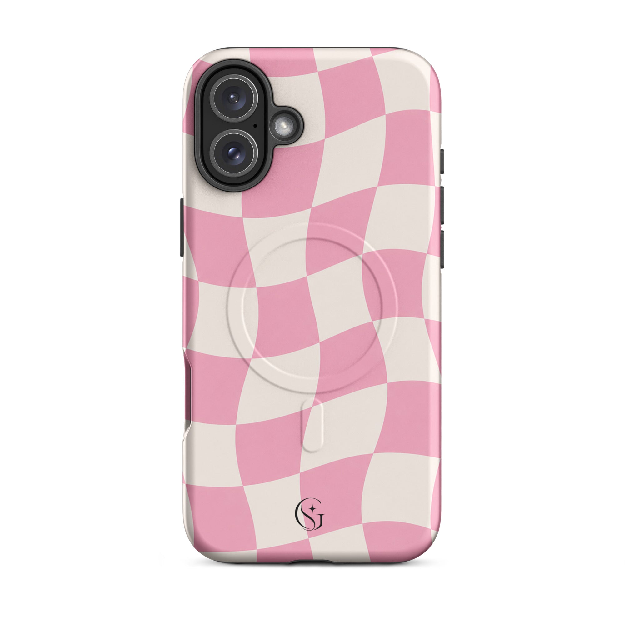 Groovy Pink Checkers Magsafe phone case for iPhone 16 Plus