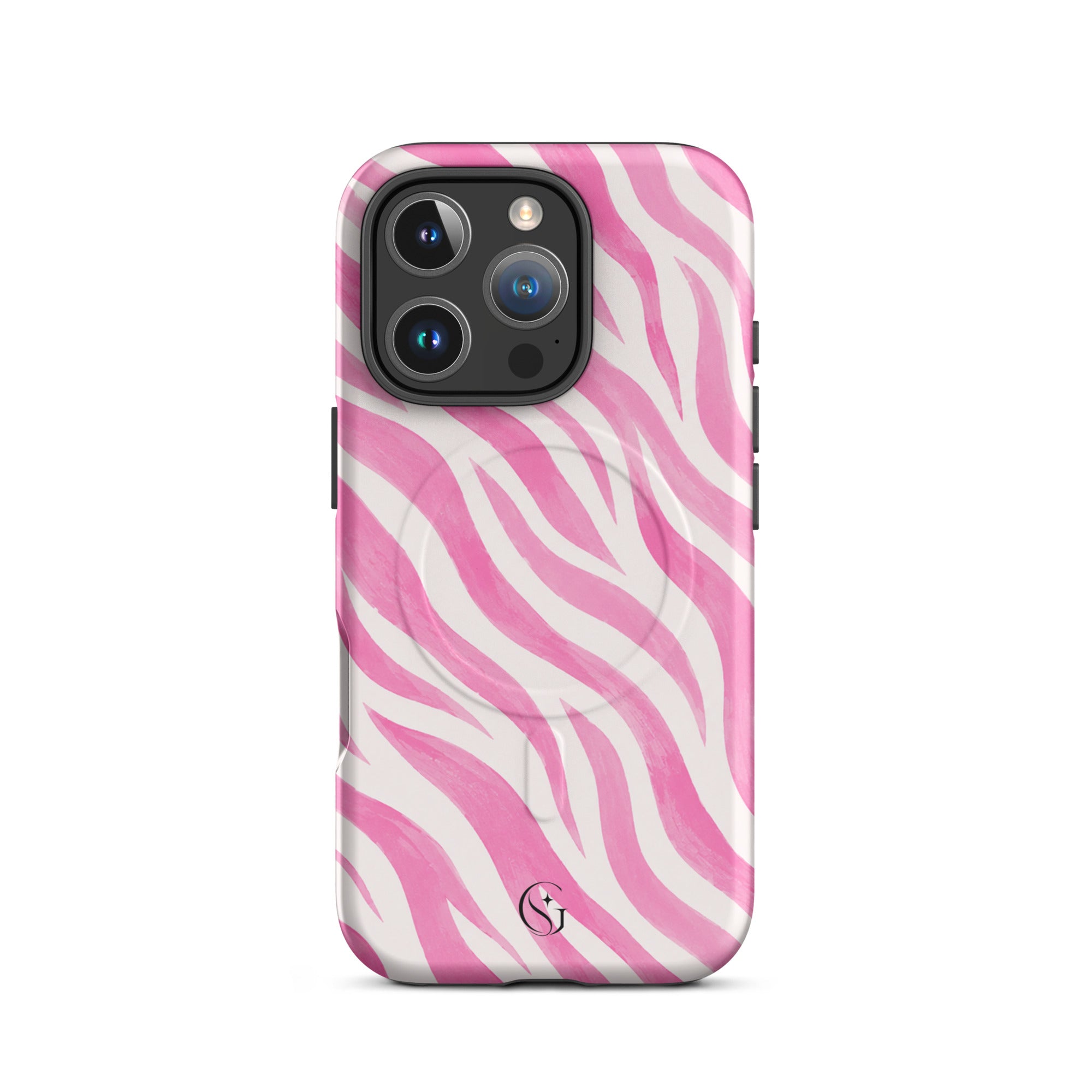 Pink Zebra Magsafe phone case for iPhone 16 Pro