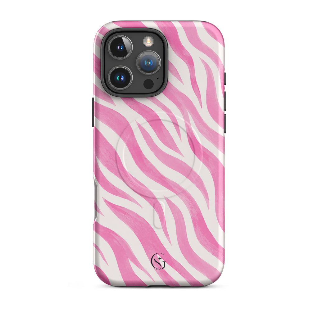 Pink Zebra Magsafe phone case for iPhone 16 Pro Max