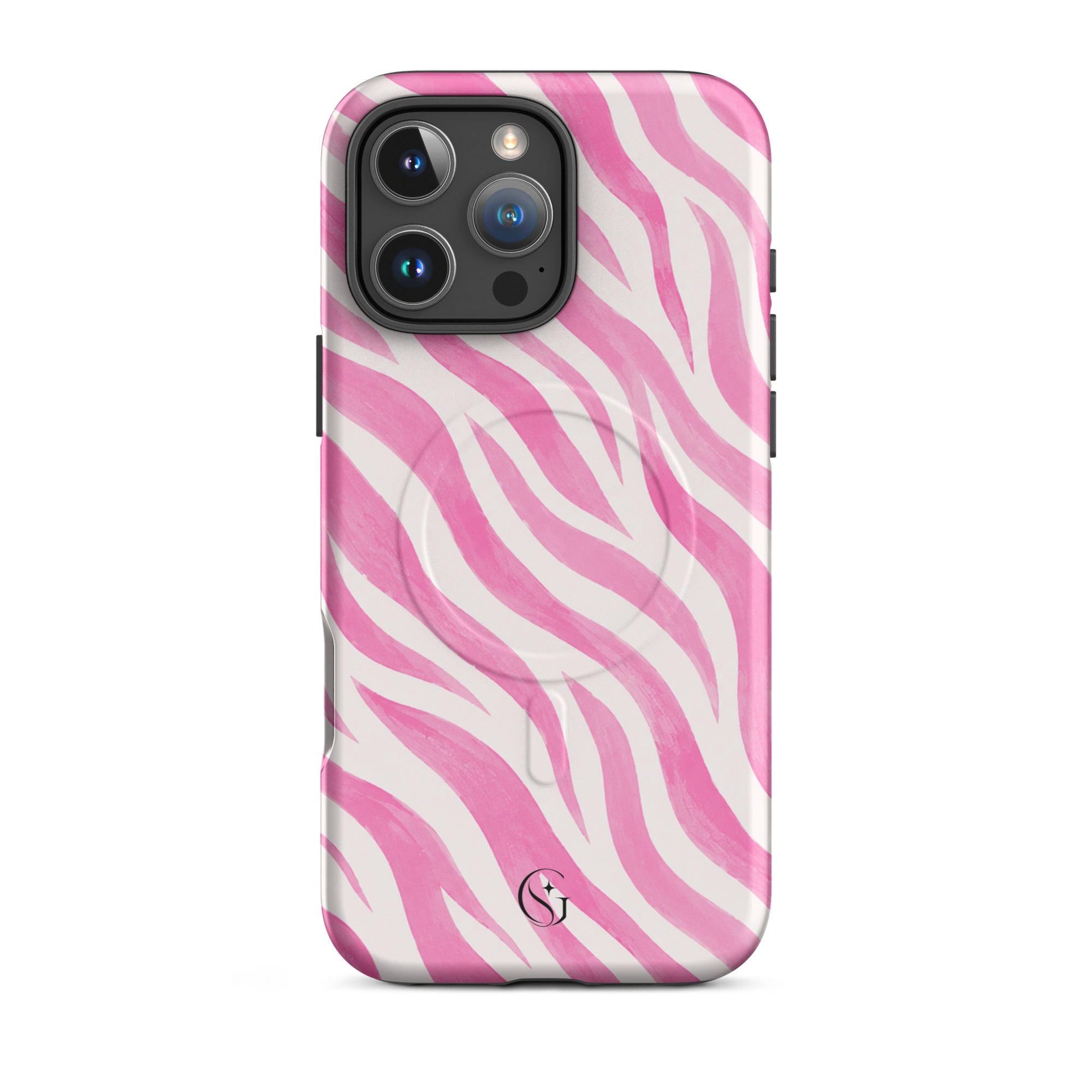 Pink Zebra Magsafe phone case for iPhone 16 Pro Max