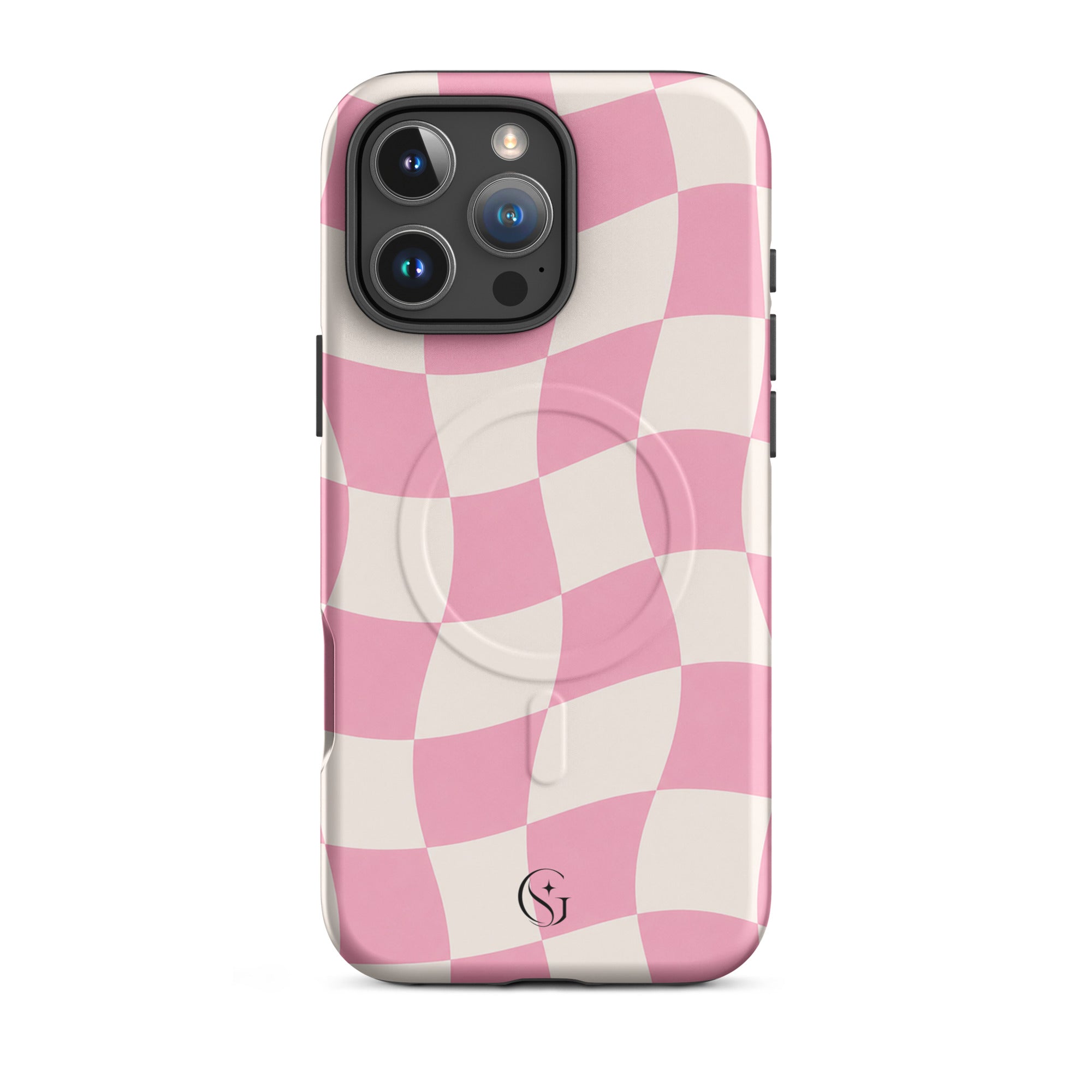 Groovy Pink Checkers Magsafe phone case for iPhone 16 Pro Max