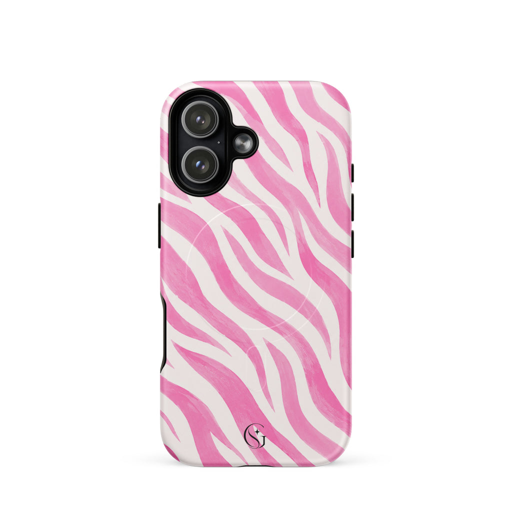 Pink Zebra Magsafe phone case for iPhone 17