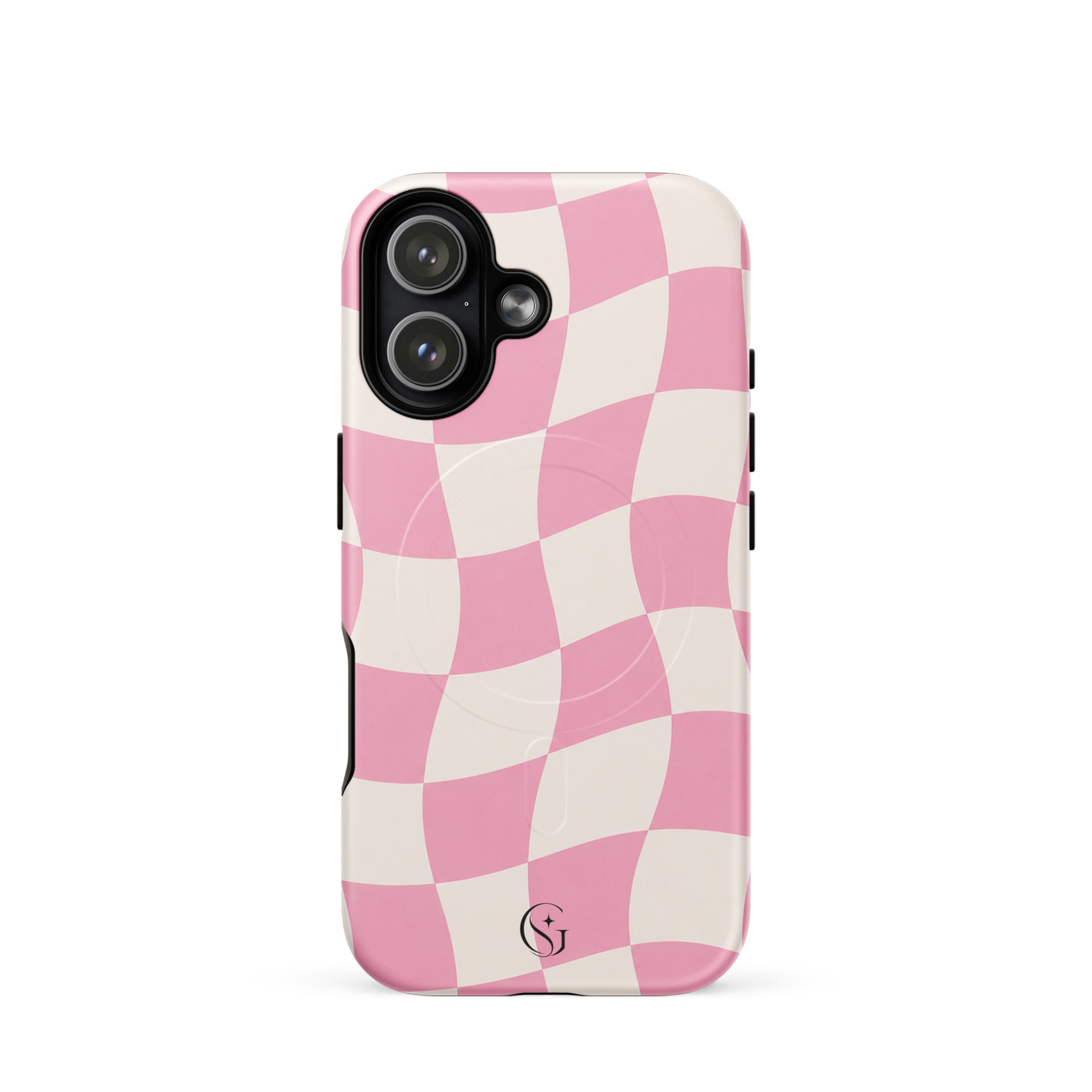 Groovy Pink Checkers Magsafe phone case for iPhone 17 