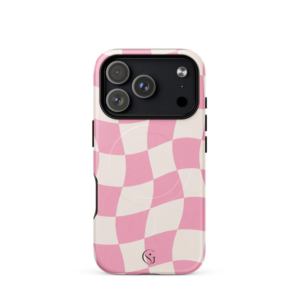 Groovy Pink Checkers Magsafe phone case for iPhone 17 Pro