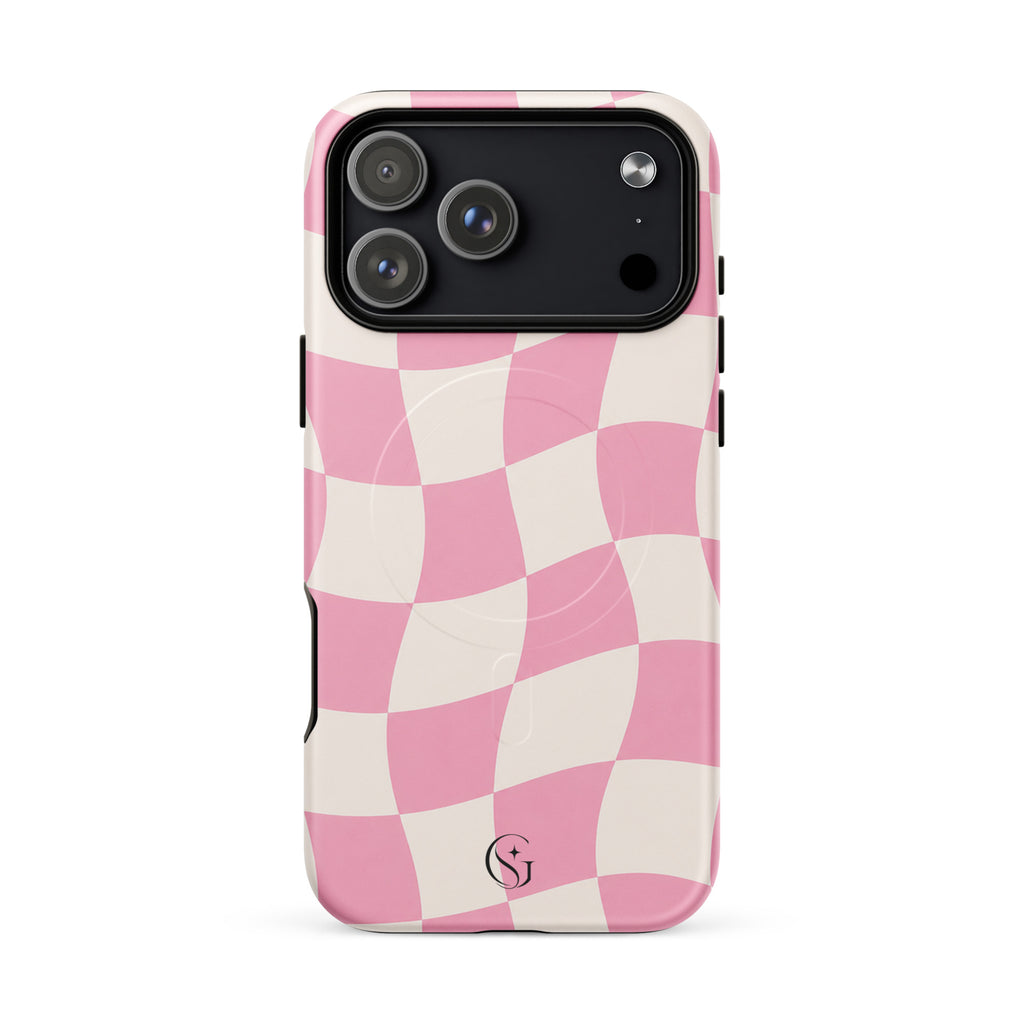 Groovy Pink Checkers Magsafe phone case for iPhone 17 Pro Max