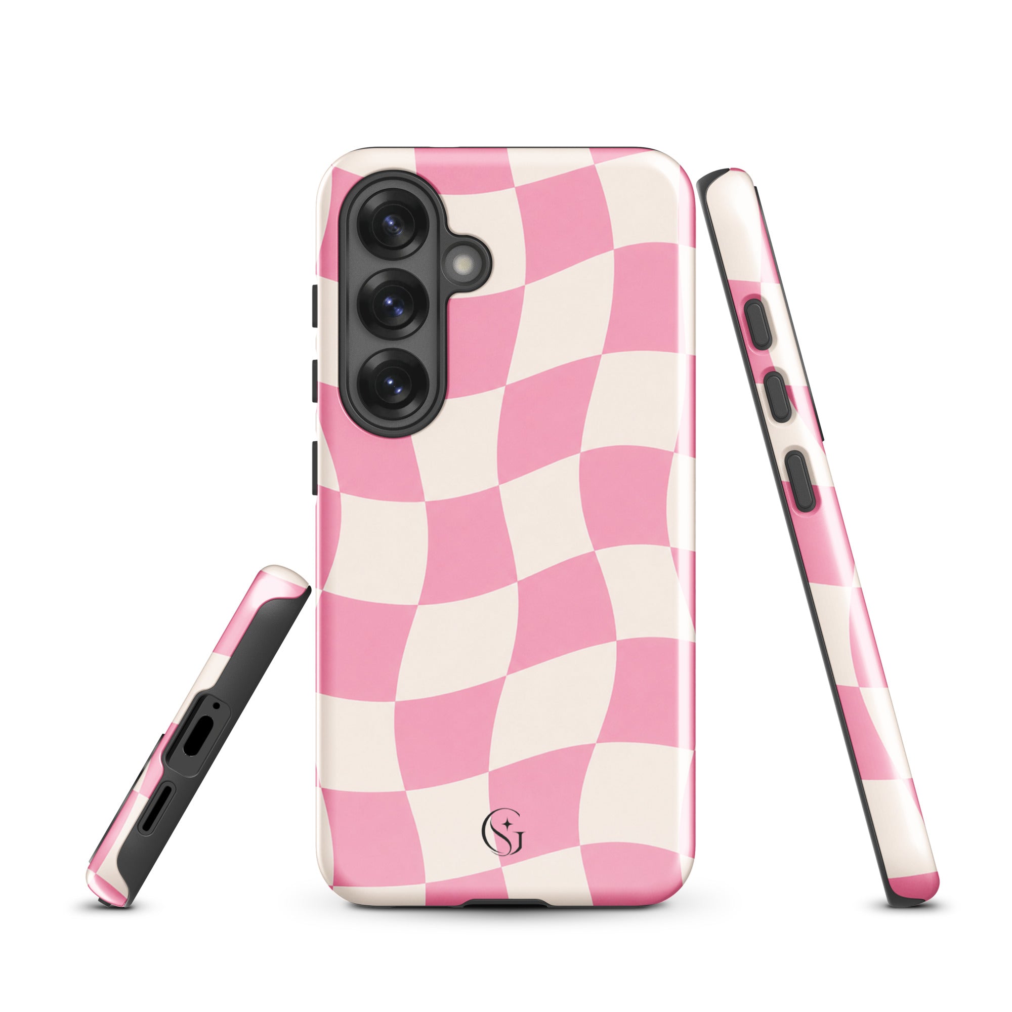 Groovy Pink Checkers phone case for Samsung Galaxy S25