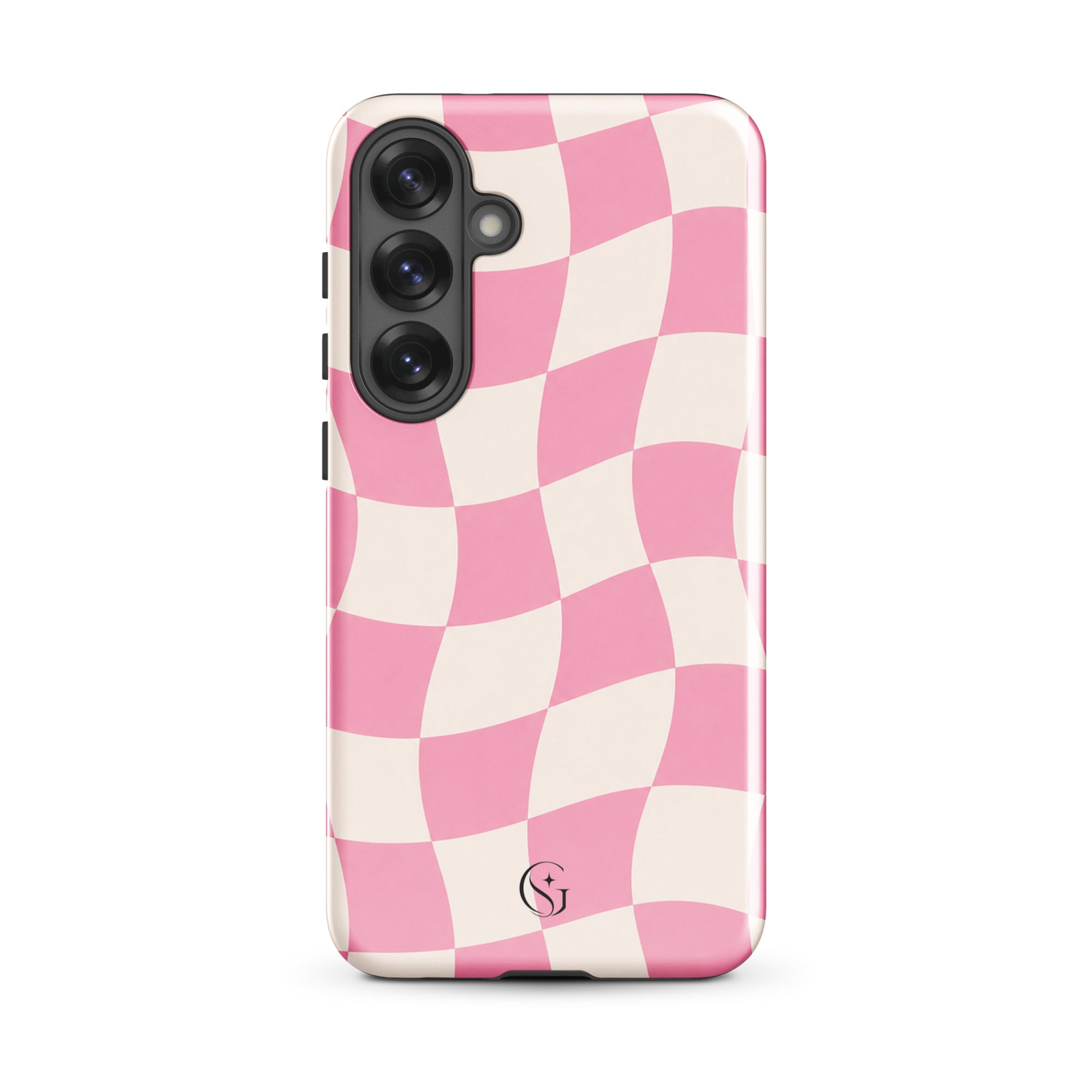 Groovy Pink Checkers phone case for Samsung Galaxy S25 Plus