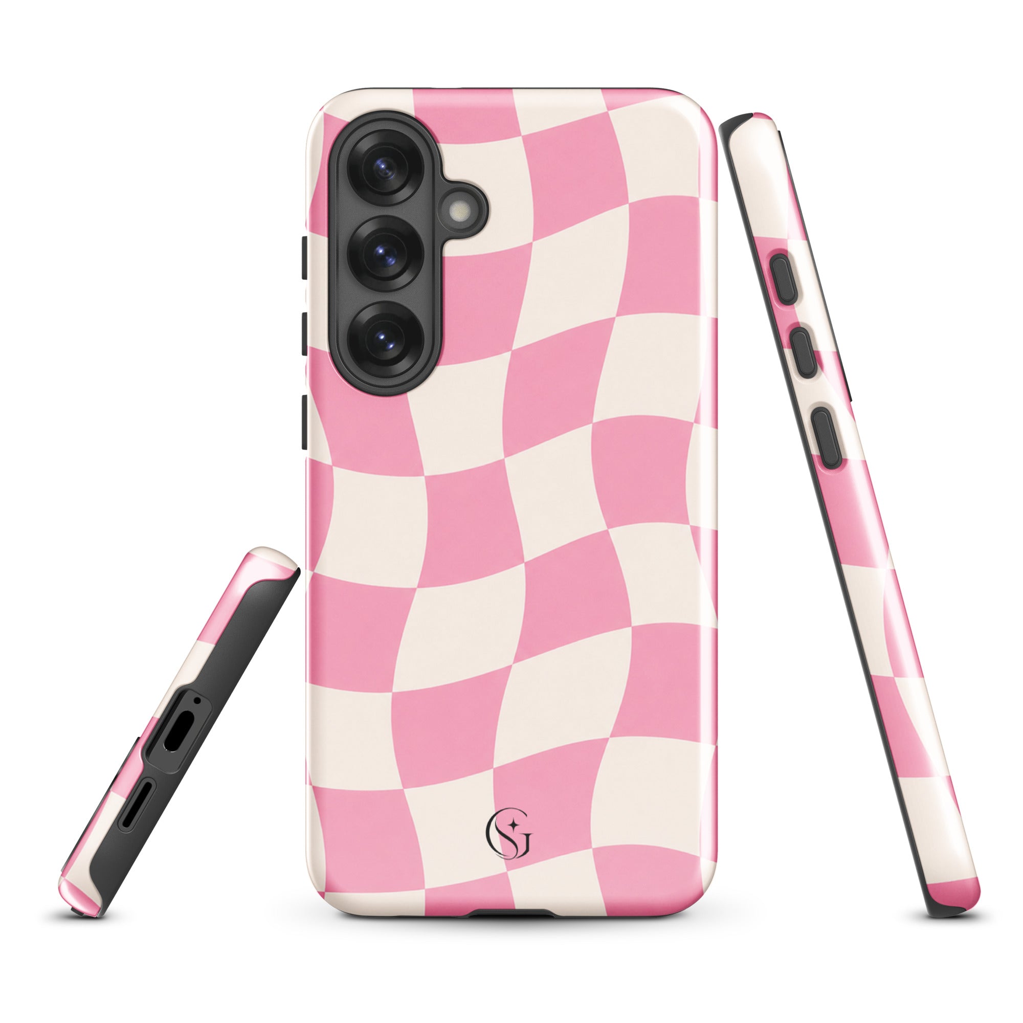Groovy Pink Checkers phone case for Samsung Galaxy S25 Plus