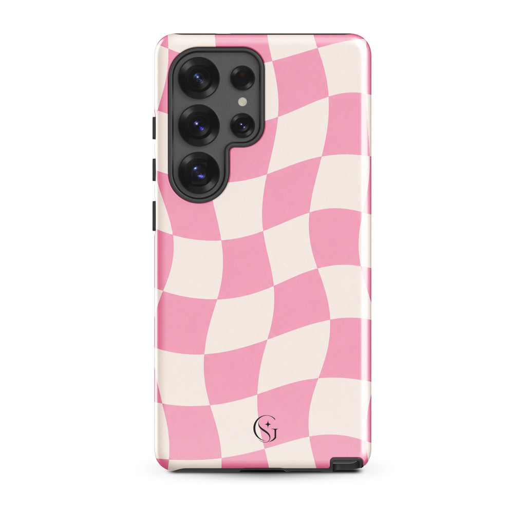Groovy Pink Checkers phone case for Samsung Galaxy S25 Ultra