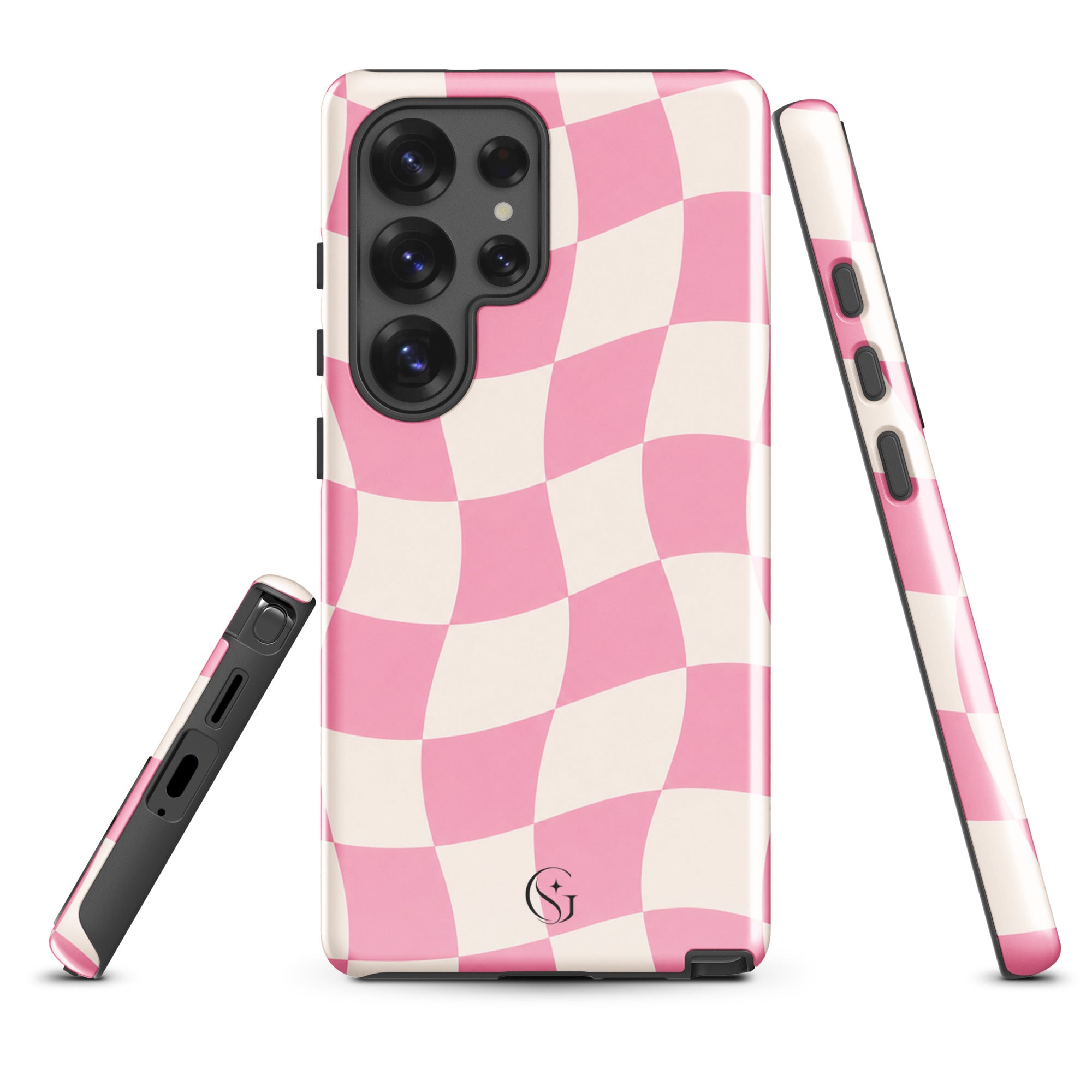 Groovy Pink Checkers phone case for Samsung Galaxy S25 Ultra