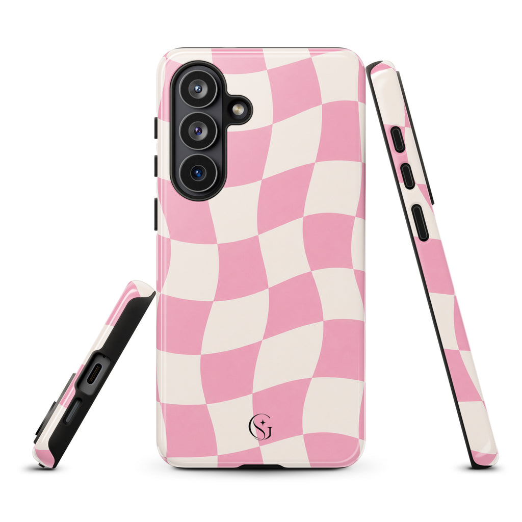Groovy Pink Checkers phone case for Samsung Galaxy S26 Plus