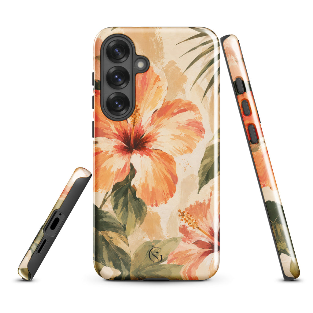 Coral Hibiscus phone case for Samsung S25 Plus