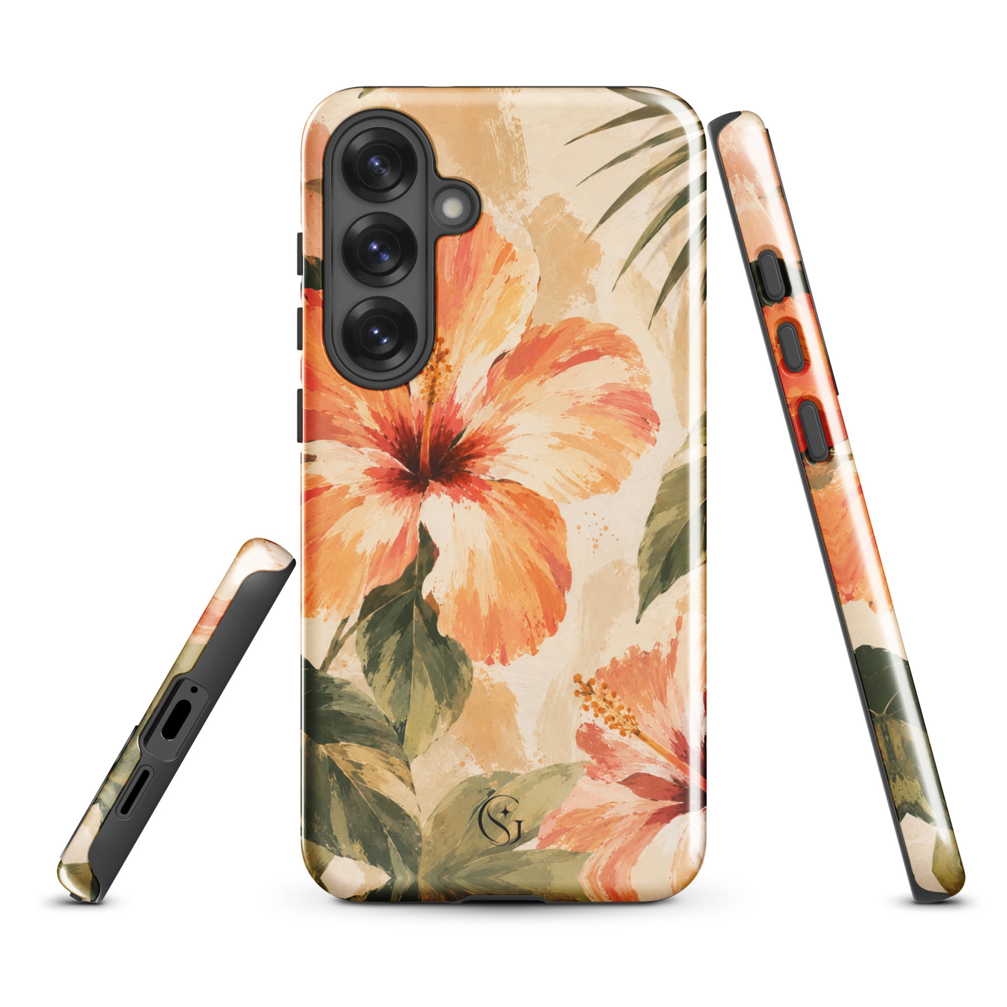 Coral Hibiscus phone case for Samsung S25 Plus