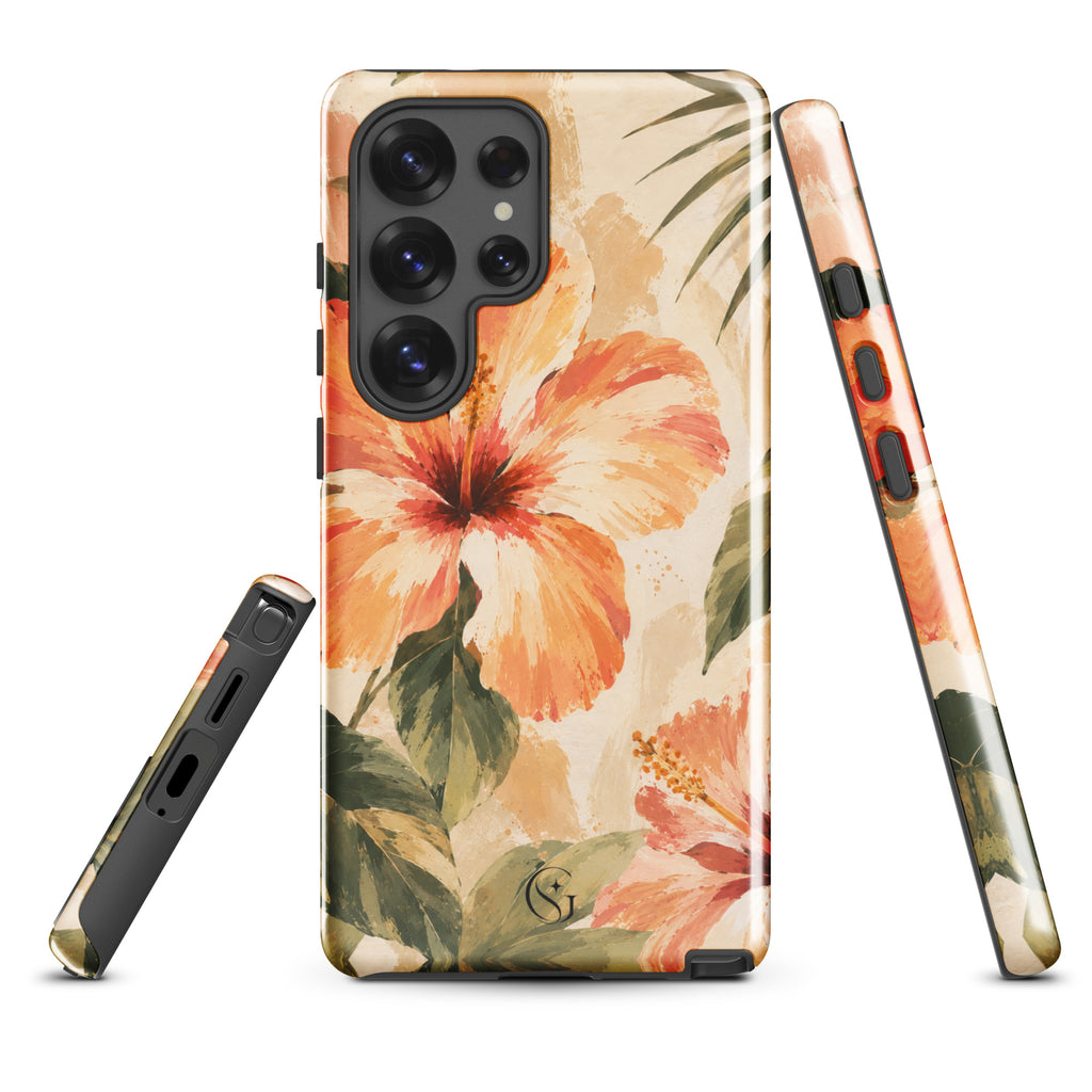 Coral Hibiscus phone case for Samsung S25 Ultra